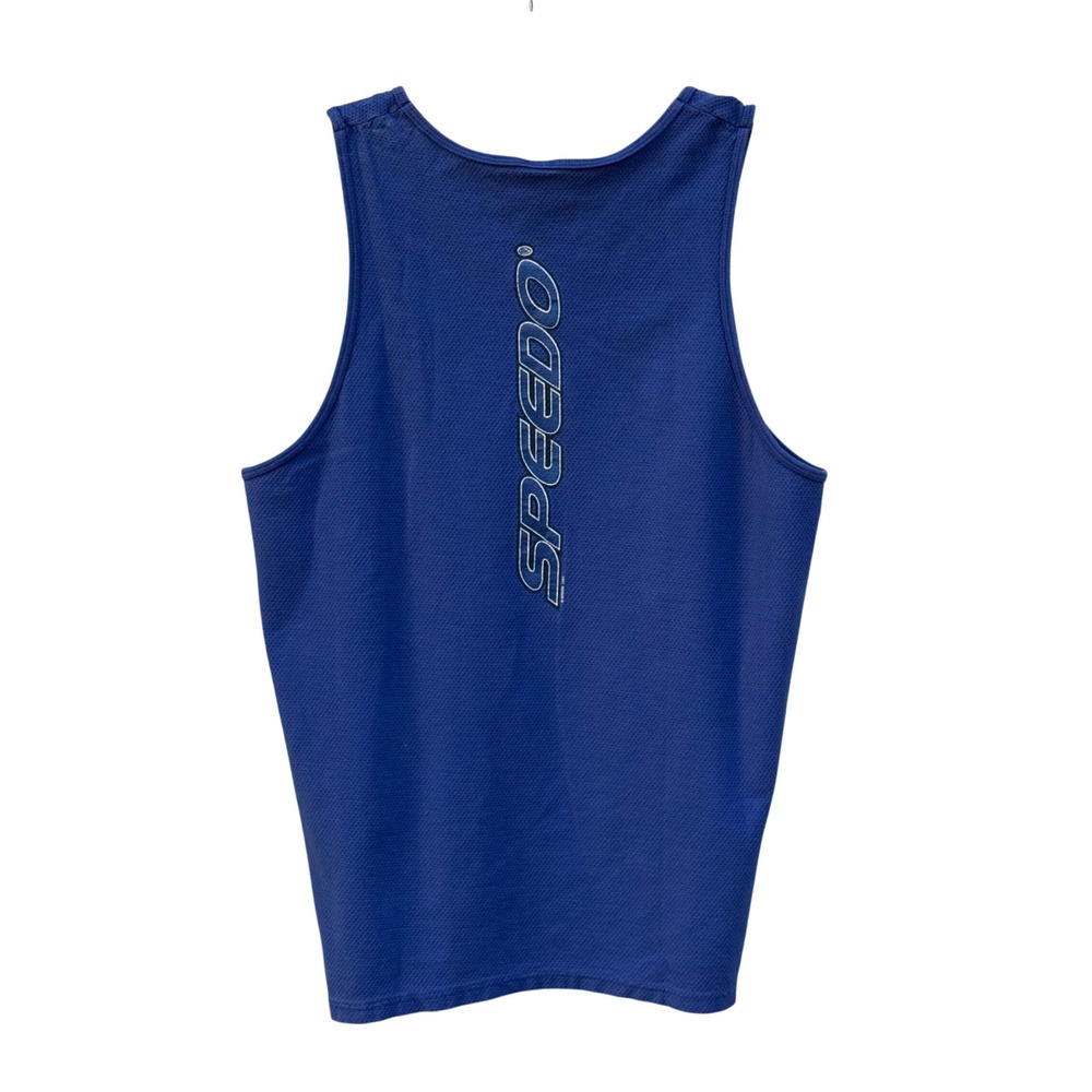 Speedo Men's Blue Athletic Tank Top Large Mesh Made in USA Vintage - Picture 2 of 7